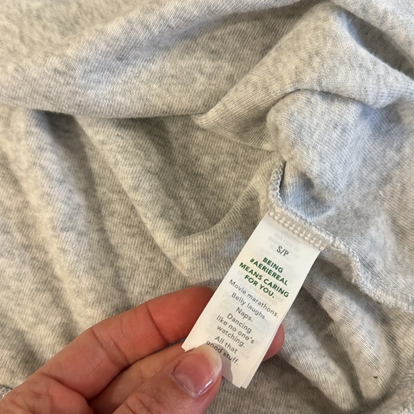 Aerie light gray, size small- crop sweater with adjustable string on back - Picture 7 of 7